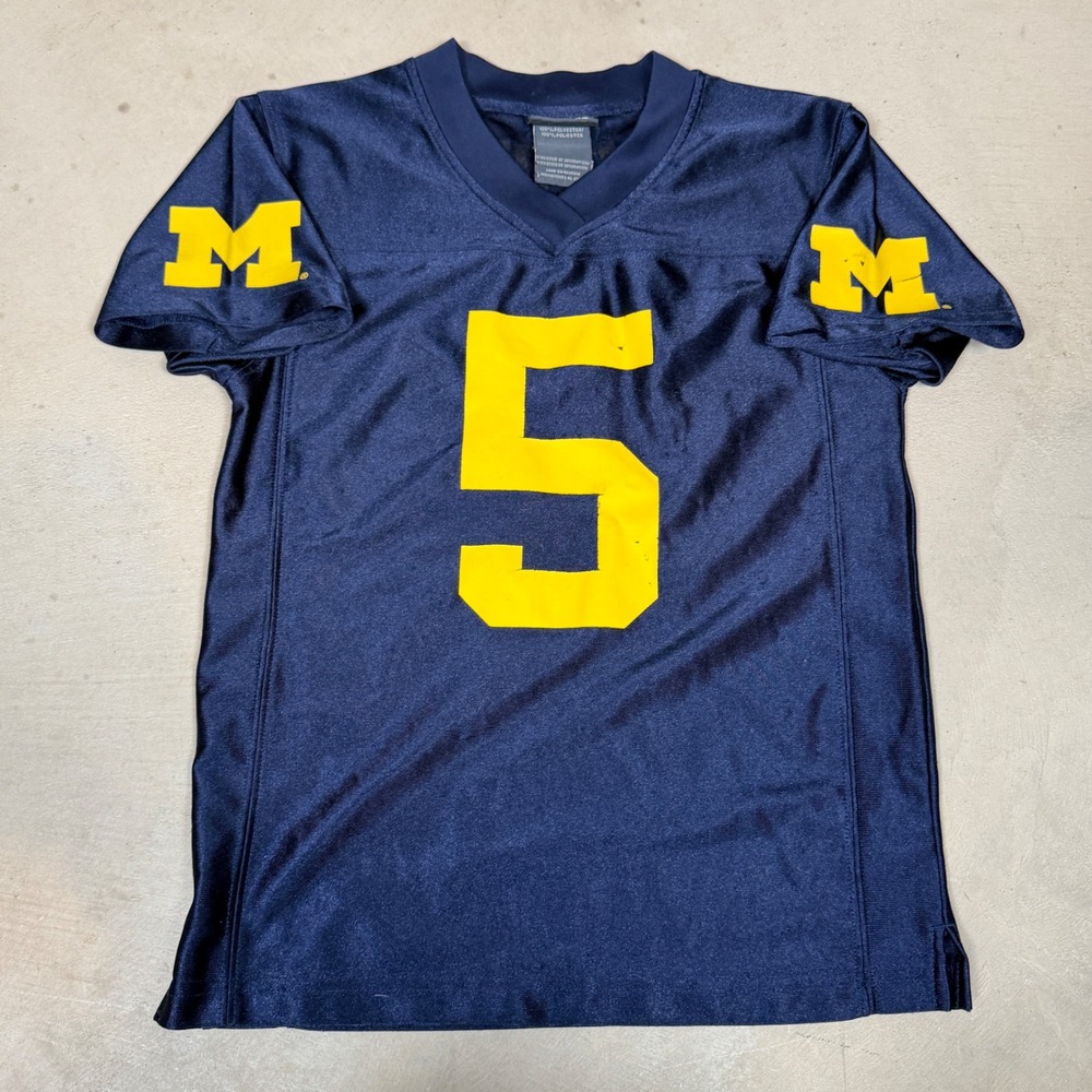 Pro Edge Michigan Wolverines Youth Football Jersey Navy Blue Yellow Size 6/7 #5